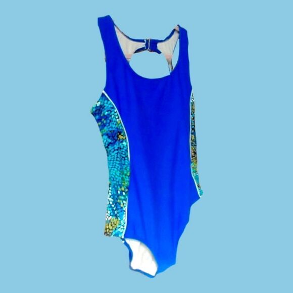 NWOT CATALINA Women's Water Color Pattern One Piece Swim Suit - Picture 3 of 7